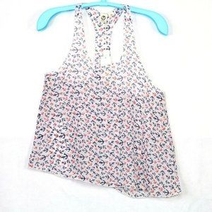 Lagaci Tank Top Racerback Shirt White Red Blue Anchors‎ Sheer M Medium